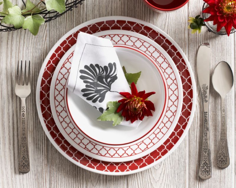 Corelle Square Corelle Red Plates Corelle Crimson Trellis 12-Pc
