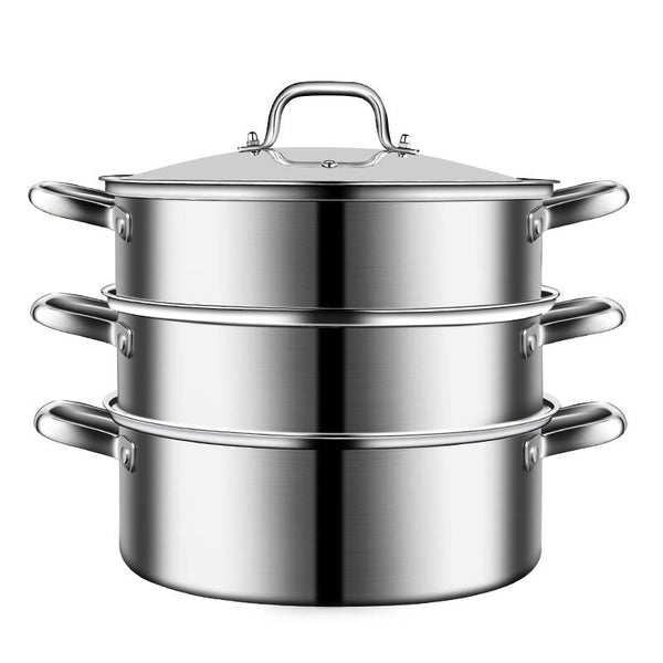 3 Layer Stainless Steel Steamer Pot Size 28cm-32cm For Home