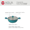 Hawkins 3 Litre Cook n Serve Casserole, Aqua Casserole with Glass Lid, Aqua Blue (IUC30G)