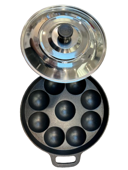 Vyan Paniyarakkal with steel lid (9 pits)(Appam Patra pan) induction base