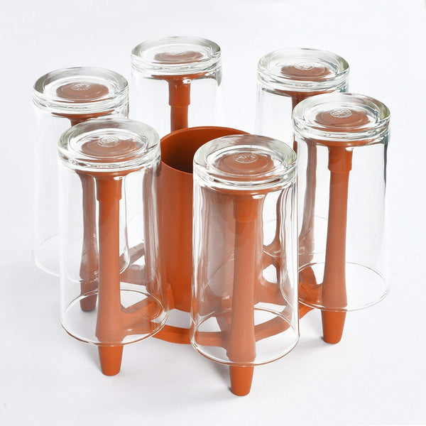 Anjali -  Plastic Glass and Spoon Organiser, Wooden finish