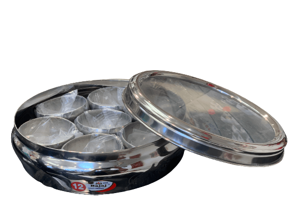 Bajaj spice box stainless steel with Glass Lid(21cm) – The Kitchen