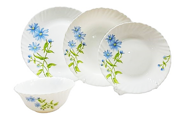 La Opala Blue daisy Dinner set 27 pc set