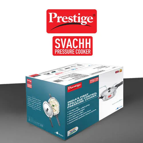 Prestige Svachh Aluminium Anti Bulge Gas and Induction Compatible Pan Pressure Cooker, 3.5 L