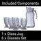 Crystal serving glass jug with lid and 6 glasses