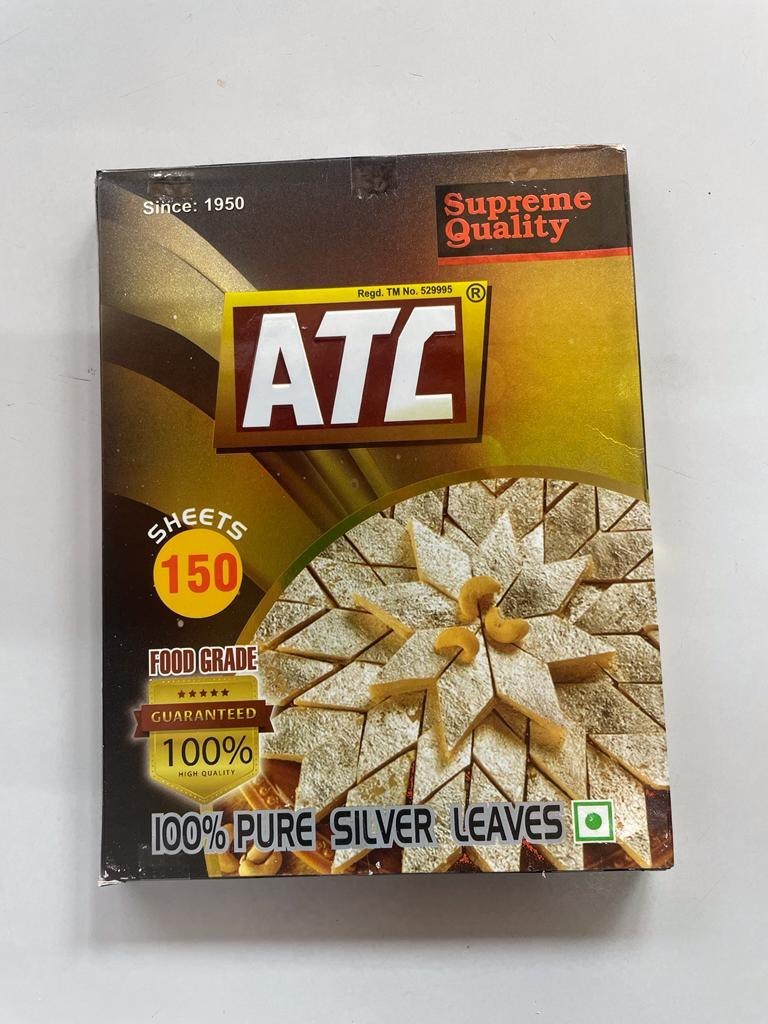Varak Silver Silver leaves/ chandi Vark/ silver vark 25 Sheets/ 50 sheets/ 150 shee ...