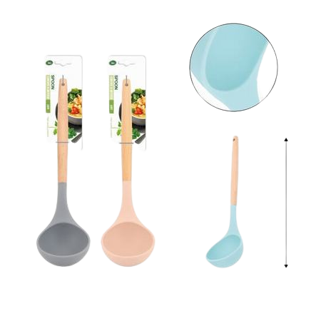 Silicon spoon/ladle with wooden handle