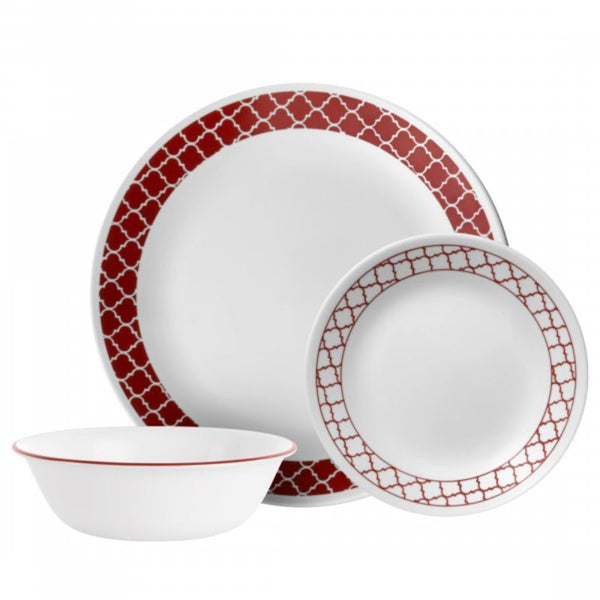 Corelle Crimson Trellis 12-Pc Dinnerware Set