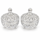 2 piece clear glass candy bowl set with patterned lids