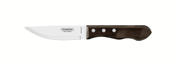 Churrasco Steak Knife Jumbo Serrated Wide Blade Polywood Brown 5", 12cm (online only)