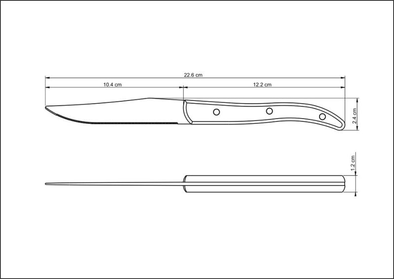 Tramontina Churrasco Steak Knife Micro Serrated Narrow Polywood 4", 10cm (online only)
