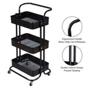 3-Tier Heavy Duty Metal Rolling Storage Cart – Black