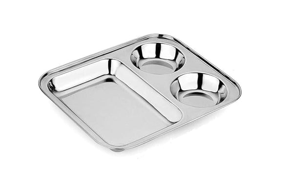 Steel Partition Plate / Thali Food Grade/ pav bhaji plate 1 pc Sapphire