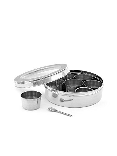 Bajaj spice box stainless steel with Glass Lid(21cm)