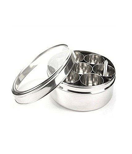 Bajaj spice box stainless steel with Glass Lid(21cm)