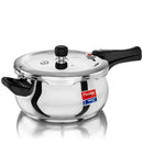 Prestige Svachh Triply Steel Handi Outer Lid Pressure Cooker with Unique Deep Lid for Spillage Control, 3,5 Litre