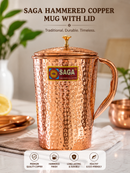 Saga - Pure Copper Jug -1.5 L and  2L Hammered Copper Jug