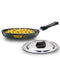 Hawkins Futura 24 cm Frying Pan, Hard Anodised Fry Pan with Stainless Steel Lid, Induction Frying Pan, Black (IAF24S)