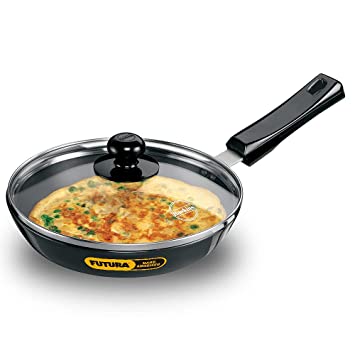 Futura 22 cm Frying Pan, Hard Anodised with Glass Lid, Black (AF22G)