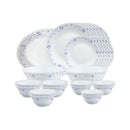 Larah by Borosil Flora Fluted Series Opalware Dinner Set | 27 Pieces