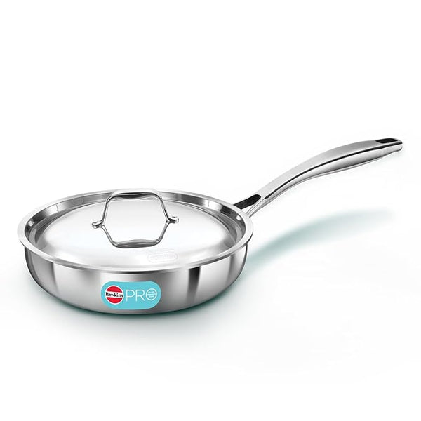 Hawkins Pro 26 cm Frying Pan, Triply Stainless Steel Fry Pan with Stainless Steel Handle and Stainless Steel Lid, Silver (PSF26S)