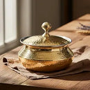 Brass Degchi with Lid – Pital Degchi / handi for Cooking | Kalai Lined Hammered