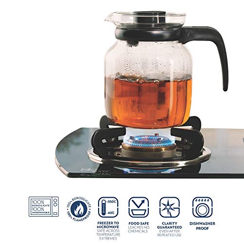 Borosil Carafe Flame Proof Glass Kettle With Stainer 1L
