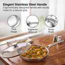 Prestige Tri Ply Hammered Stainless Steel Fry Pan Dia 26 cm / 2.3 L with Glass Lid