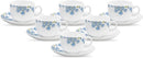 La Opala Aster Blue Tea & Coffee Cup & Saucers 220 ML Set of 6.