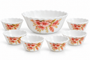 Larah by BOROSIL Opalware Floral Pudding Set - 7 Pieces