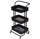 3-Tier Heavy Duty Metal Rolling Storage Cart – Black