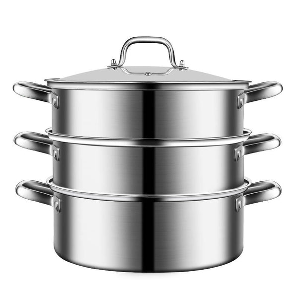 3 Layer Stainless Steel Steamer Pot Size 26cm-32cm For Home