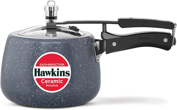 Hawkins 3 Litre Ceramic Nonstick Pressure Cooker, Induction Inner Lid Cooker, Granite Contura Shaped Cooker (ICC30)