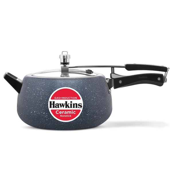 Hawkins 5 Litre Ceramic Nonstick Pressure Cooker, Induction Inner Lid Cooker, Granite Contura Shaped Cooker (ICC50)