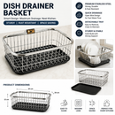 Steel Dish Drainer Basket For Kitchen Utensils with tray