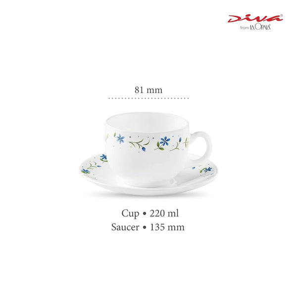 LaOpala Diva Twilight bouquet Tea Cup & Saucers Set of 6 (220ml)