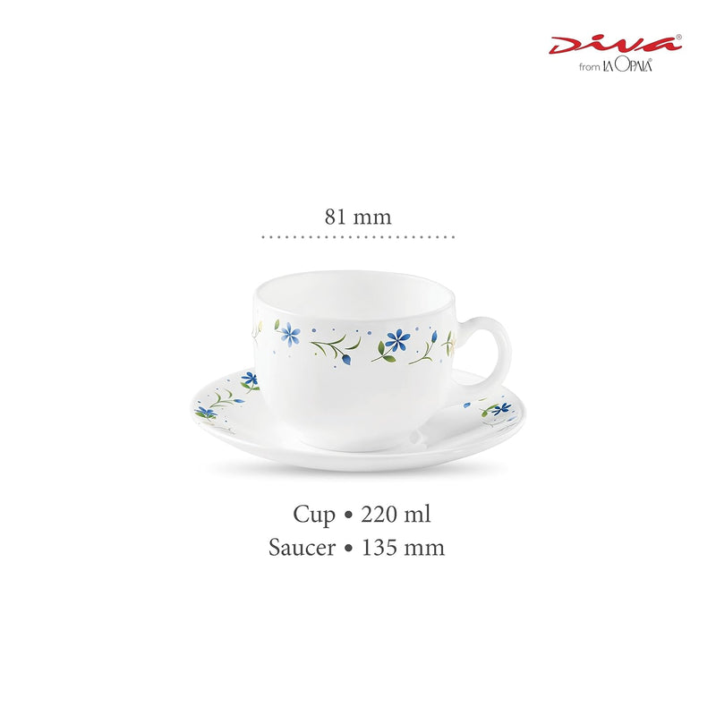 LaOpala Diva Twilight bouquet Tea Cup & Saucers Set of 6 (220ml)