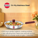 Hawkins 24 cm Frying Pan, Triply Stainless Steel Fry Pan with Glass Lid, Induction Frying Pan, Frypan, Silver (SSF24G)
