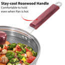 Hawkins 22 cm Frying Pan with Glass Lid, Triply Stainless Steel Shielded Nonstick Fry Pan with Rosewood Handle, Honeycomb, Induction, Silver (NSF22G)