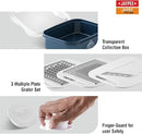 AYPEE Quickuts 3 Different Blades Vegetable Grater 2200 ml with Plastic Collecton Box,2 Grater Plate,1 Slicer Blade, Stainless Steel Multi Functional Slicer for Vegetables, Fruit & Cheese,