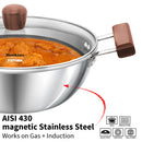 Hawkins 2.5 Litre Deep Kadhai, Triply Stainless Steel Shielded Nonstick Deep-Fry Pan with Rosewood Handle, Honeycomb Non Stick Induction Kadai, Silver (NSDK25G)