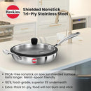 Hawkins Pro 26 cm Shielded Nonstick Triply Frying Pan, Fry Pan with Stainless Steel Handle and Glass Lid, Silver (PSNF26G)