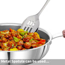 Hawkins 22 cm Frying Pan with Glass Lid, Triply Stainless Steel Shielded Nonstick Fry Pan with Rosewood Handle, Honeycomb, Induction, Silver (NSF22G)