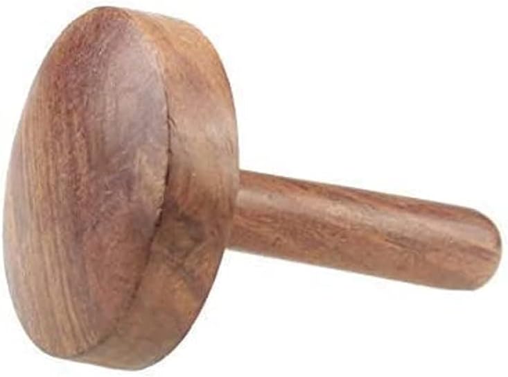 Wooden Chapati Press Roti Fluffer Paratha Indian Acupressure Datta Press Long Life Carved Solid Wood Dark Brown Roti Press