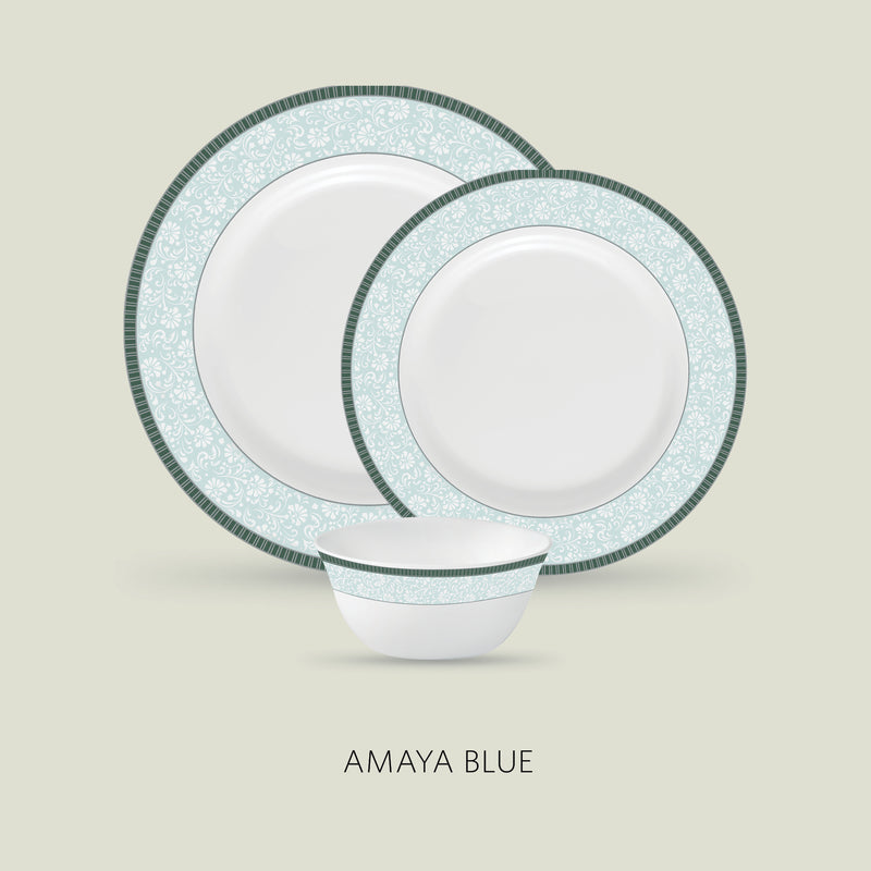 La Opala Diva, Sovrana Collection, Opal Glass Dinner Set 35,45 62 pcs, Amaya Blue