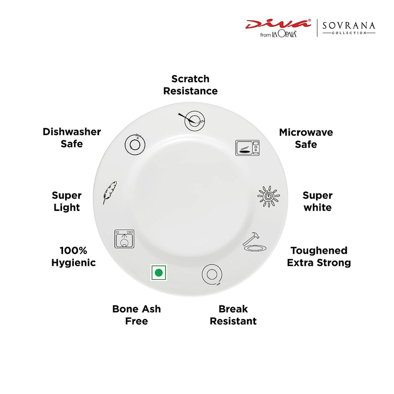 La Opala Diva, Sovrana Collection, Opal Glass Dinner Set 62 pcs, Persian Grey
