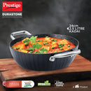 Prestige Durastone Hard Anodised 6 Layer Non-Stick Kadai with Glass Lid, (24 cm, 2.5 Litre)