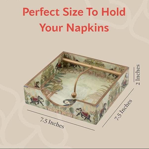 Napkin/tissue/serviettes Holder with Gold Engraving | Pack of 1