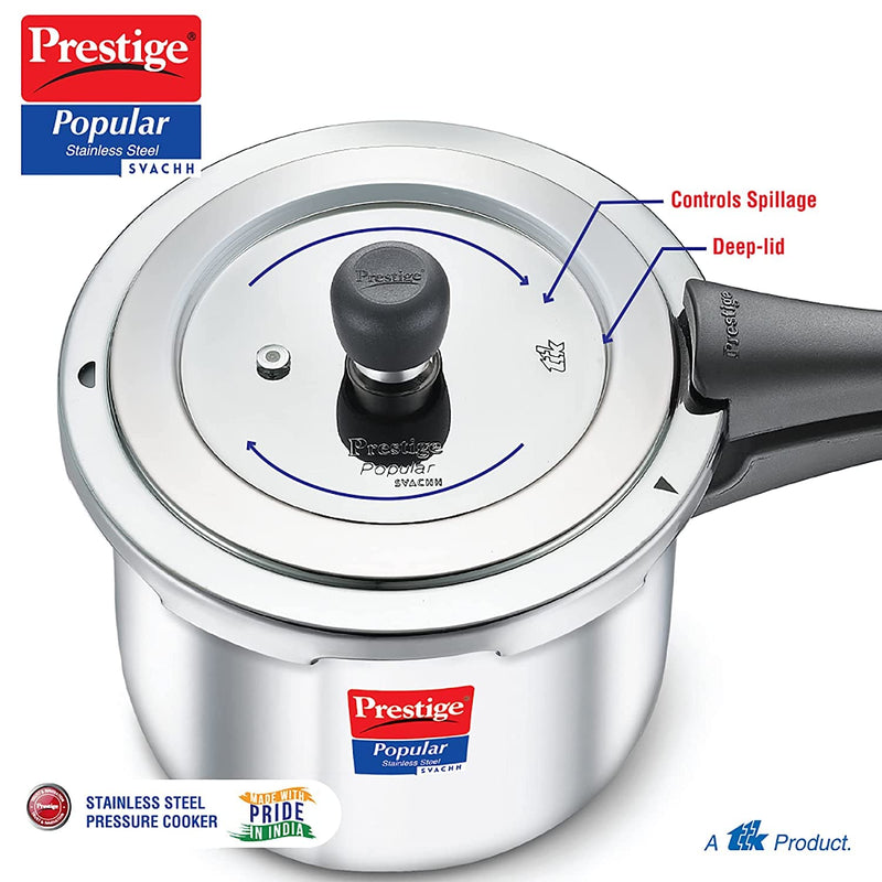 Prestige Popular Induction Base Stainless Steel Pressure Cooker,