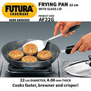Futura 22 cm Frying Pan, Hard Anodised with Glass Lid, Black (AF22G)